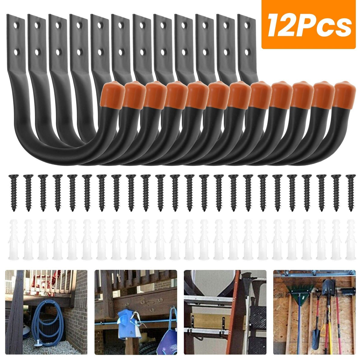 12x Heavy Duty Storage Hooks Wall Mount for Ladder Garage Bike Garden Shed Tools
