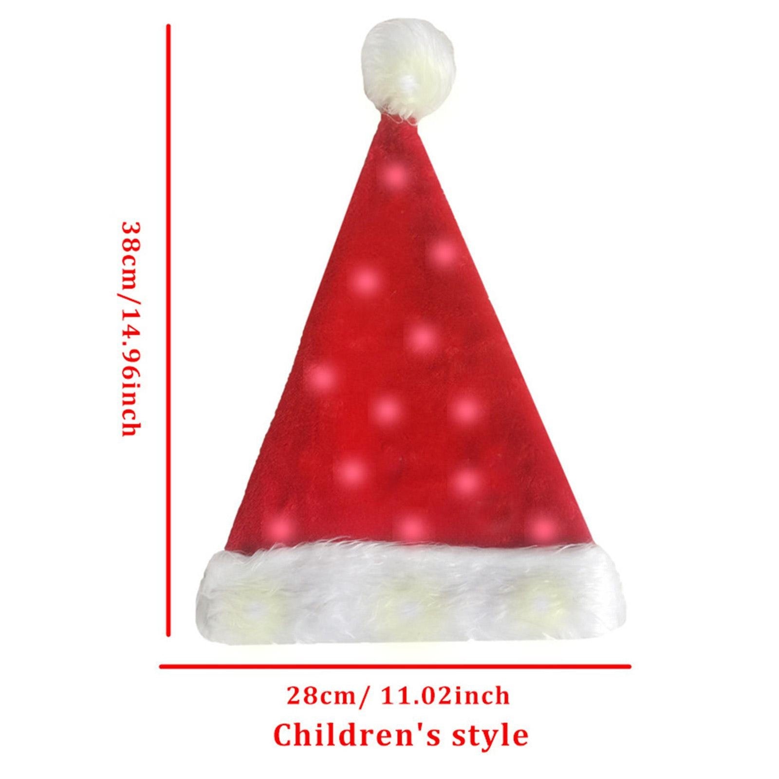 Christmas Hat with LED Lights Funny Santa Hat Plush Faux Fur Xmas Holiday Hat