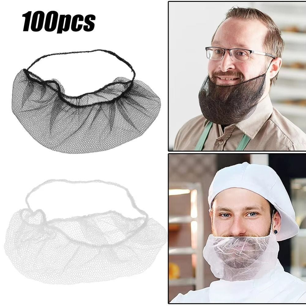 100Pcs Beard Protection Net Elastic Facial Beard Bib Bonnet Portable Beard Cover