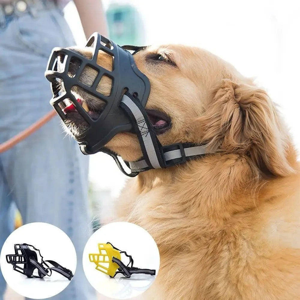 Adjustable Silicone Dog Muzzle Anti-Bite Chew Bark Basket Mask for Training UK