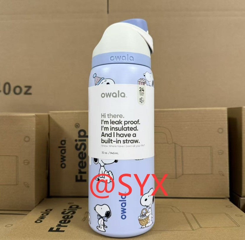 Bow Steel Bottle Freesip Blue Bottle Owala 32oz Stainless 24oz Multicolor Water