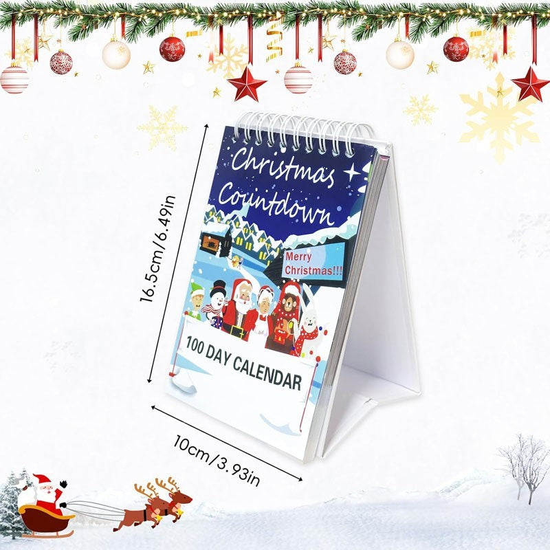 2026-100 Day Christmas Countdown Calendar Xmas Desk Tear-Off Countdown Calendar