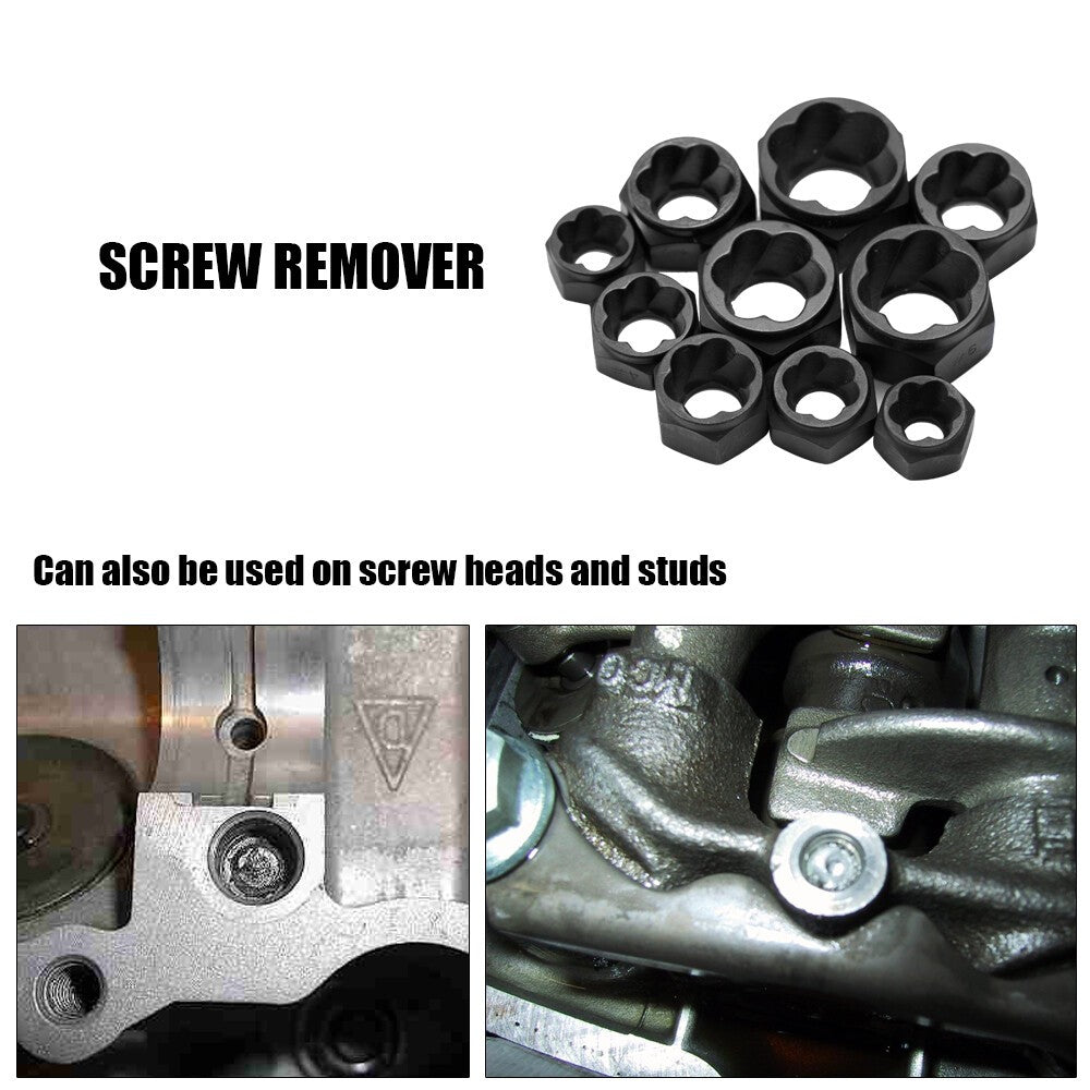 10pcs Damaged Bolt Nut Screw Remover Tool Kit Damaged Bolt Removal SetLow