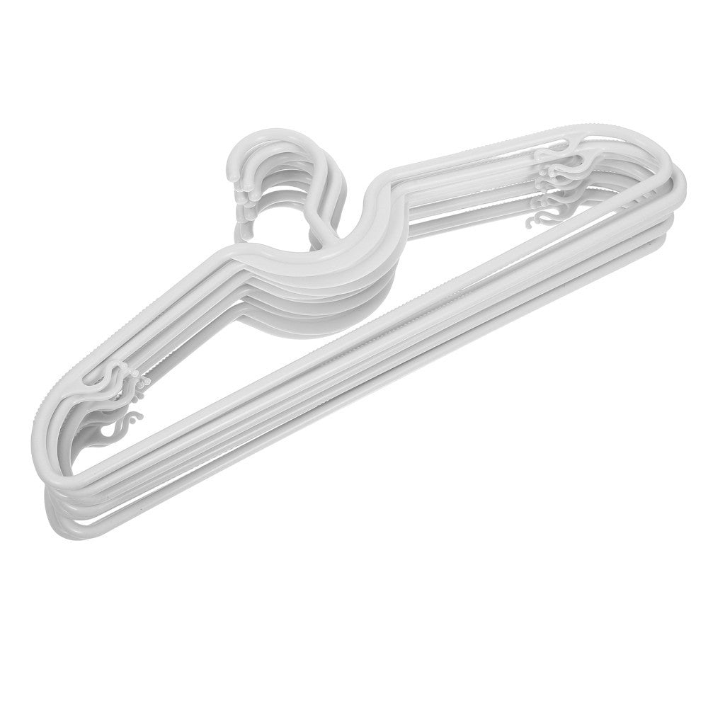 10 White Plastic Hangers Short Neck Anti Slip Space Saving For Clothes