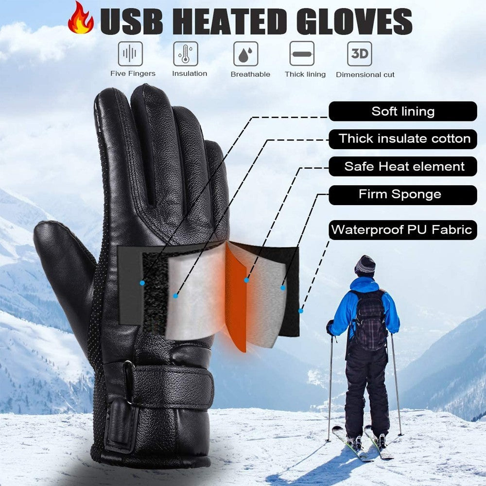 Electric Heated Gloves Portable USB Heated Gloves Touchscreen Hand Warmer Gloves