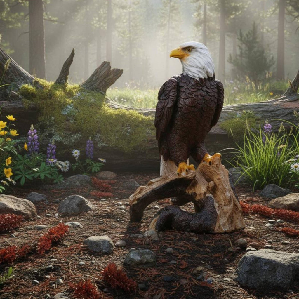 Eagle Sculpture Realistic Details Eagle Garden Ornament Weathered Look for Park