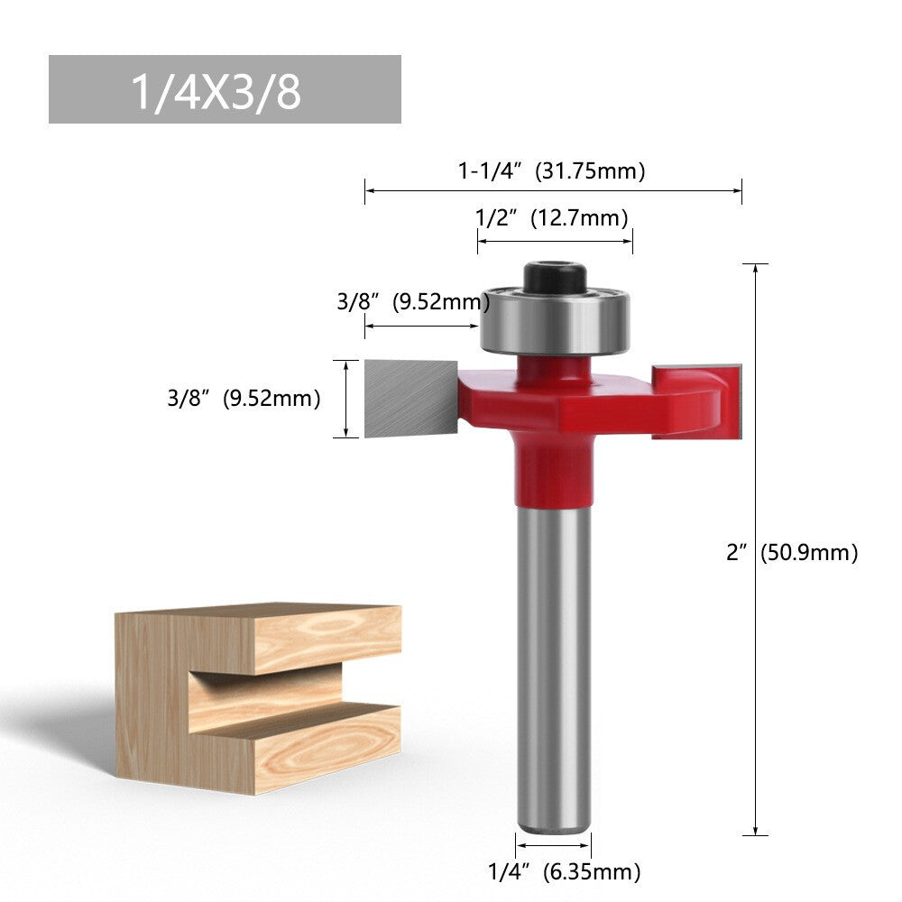 1/4 Shank Slot Cutter T-Slot Rabbet Box Slotting Biscuit Router Bit Set Jointing