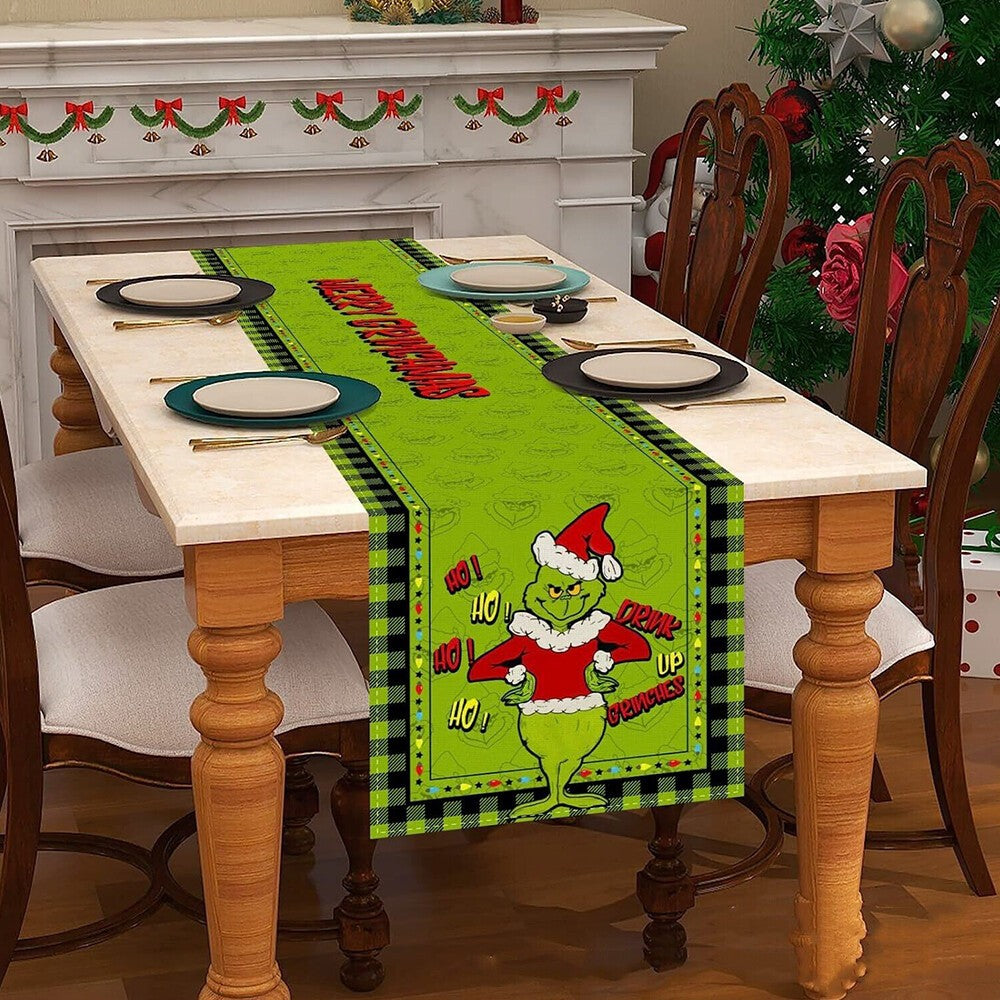 UK Grinch Christmas Table Runner Tablecloth Cover Cloths Xmas Dinner Party Decor