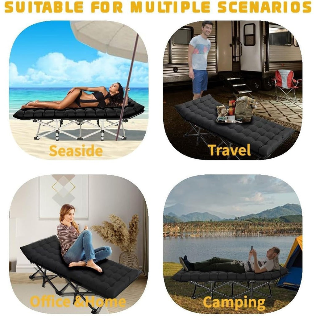 Camping Cot Heavy-Duty Portable Camping Bed  Folding Sleeping Bed with Mattress