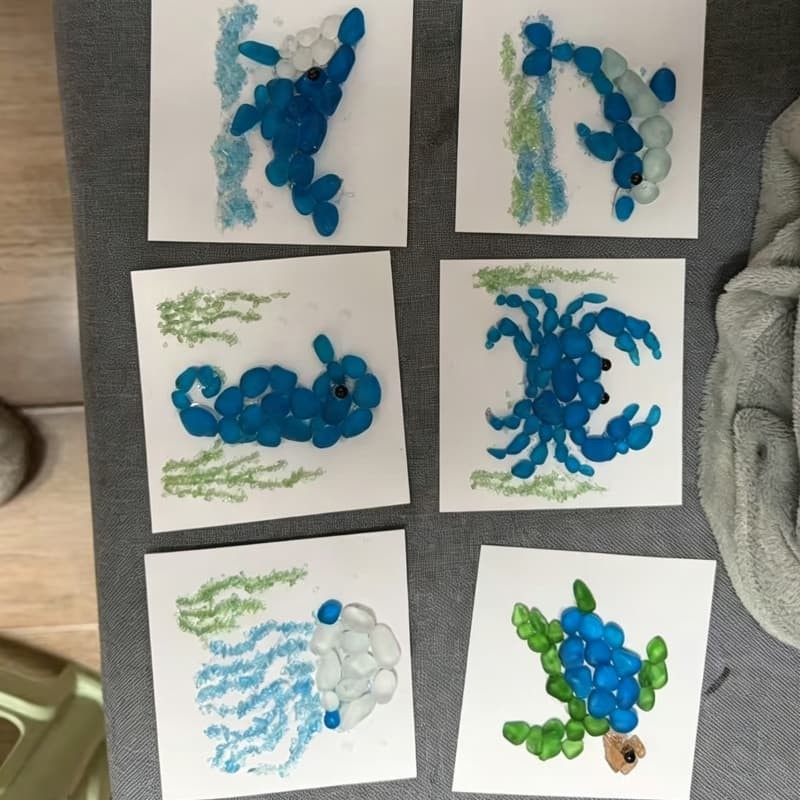 Kit Sea Glass Art Kit,DIY Sea Glass Mosaic Art Set,Ocean-Themed Seaglass Craft