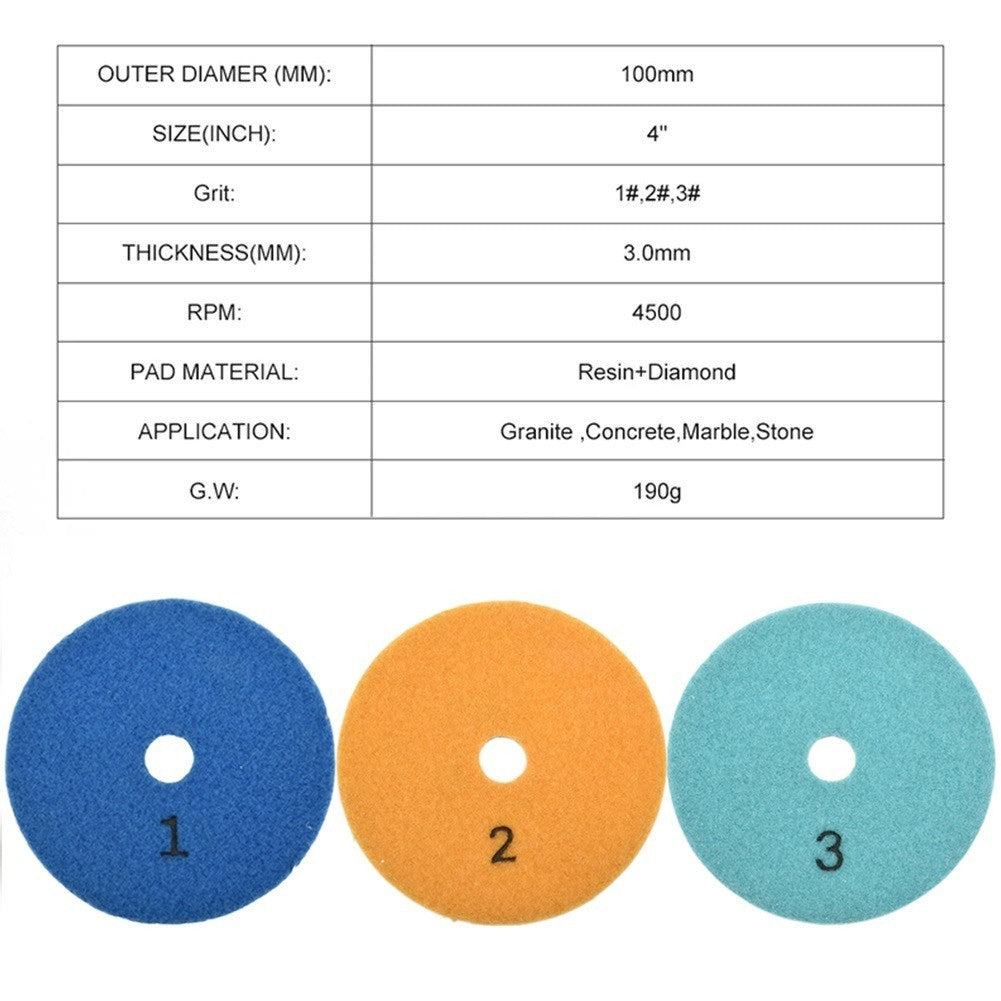 Quality 3 Step Polishing For Pads Set for All Types of Stone Surfaces 4 Inch