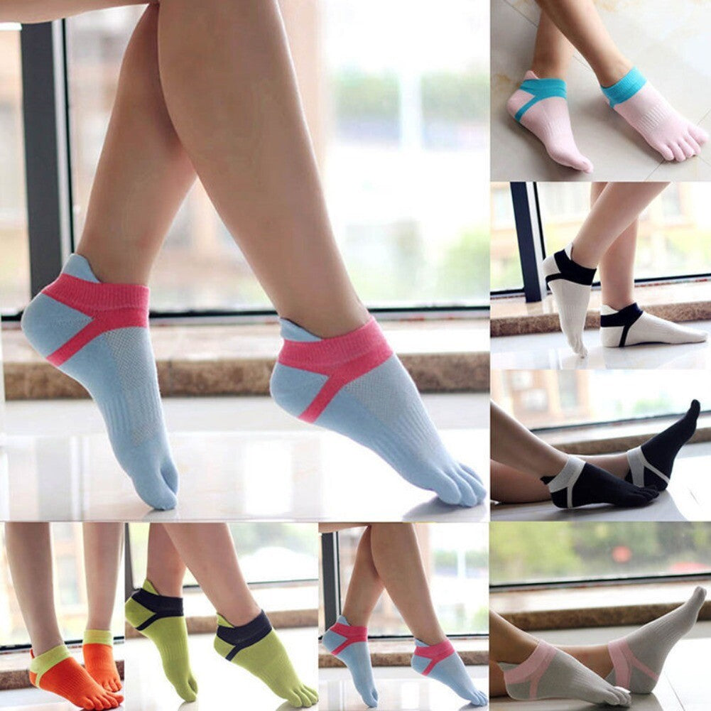Womens Cotton Toe Socks Pure Sports Five Finger Socks Breathable 1 pairs