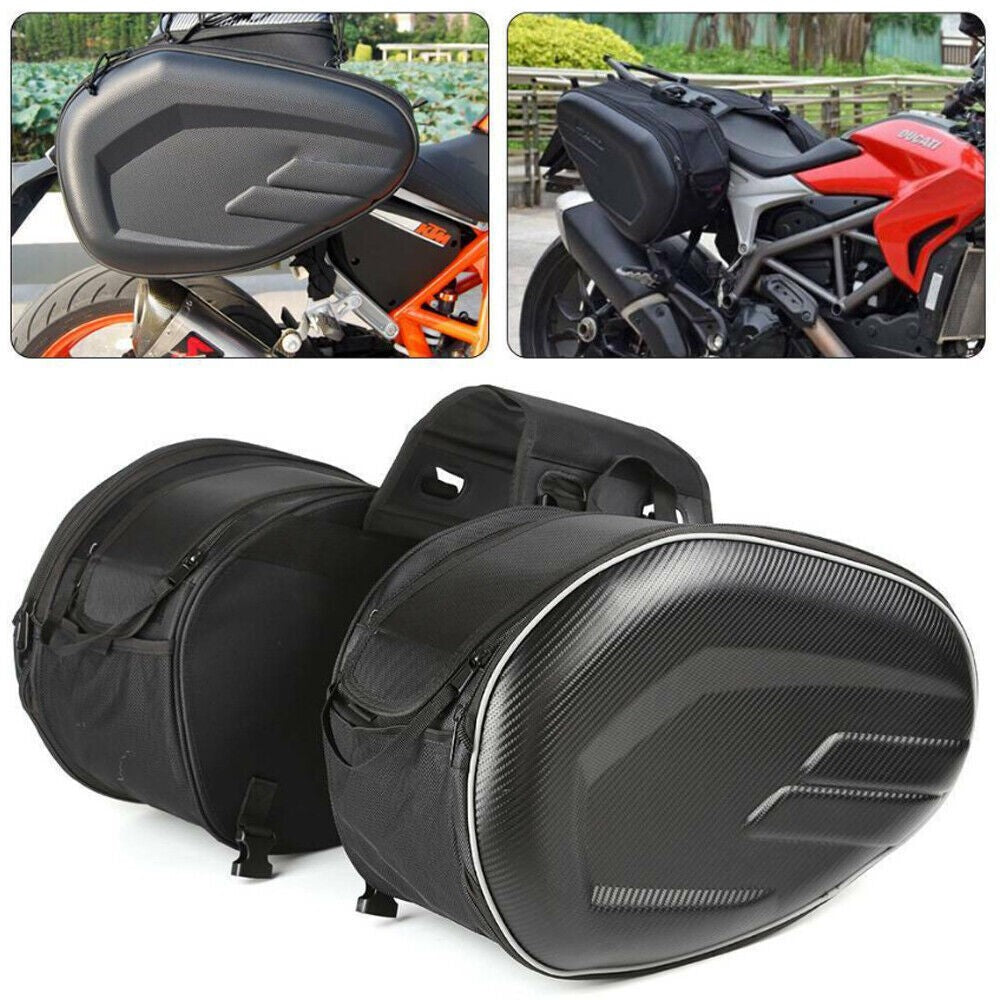Pair Motorcycle Pannier Side Saddle Bags Luggage Bag w/ Rain Cover Waterproof