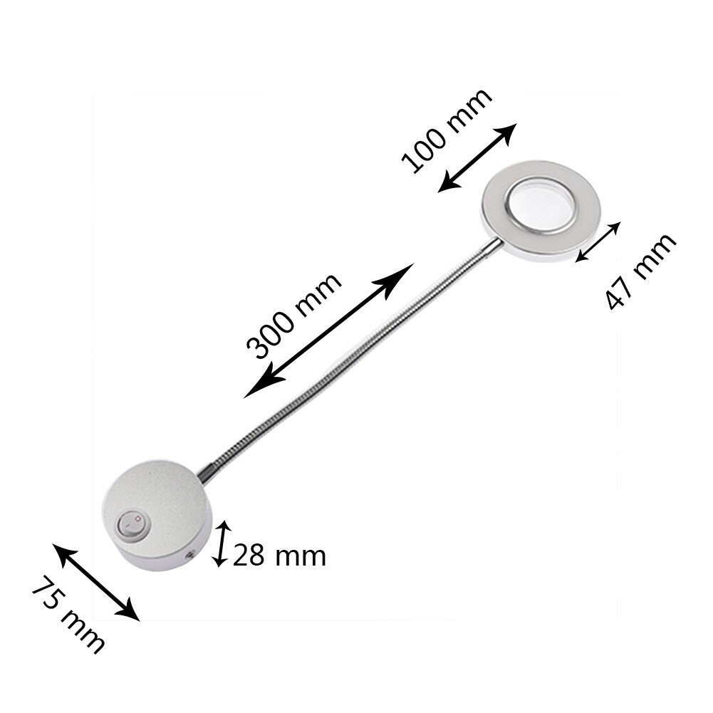 LED 5W Gooseneck Wall Sconce Lamp 360° Adjustable Flexible Reading Bedside Light