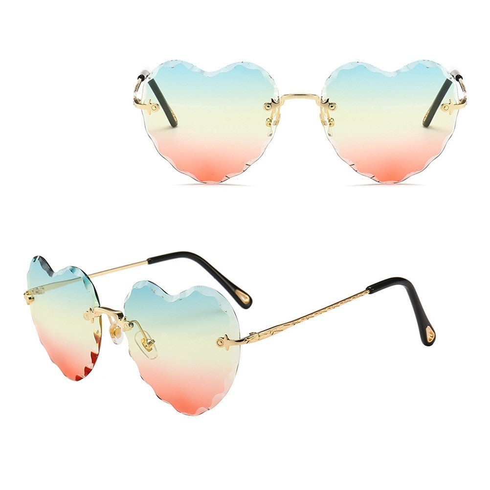 Sunglasses Miss Man Heart Shaped Rimless Ausgefallene Sonnenbrille Damenbrille