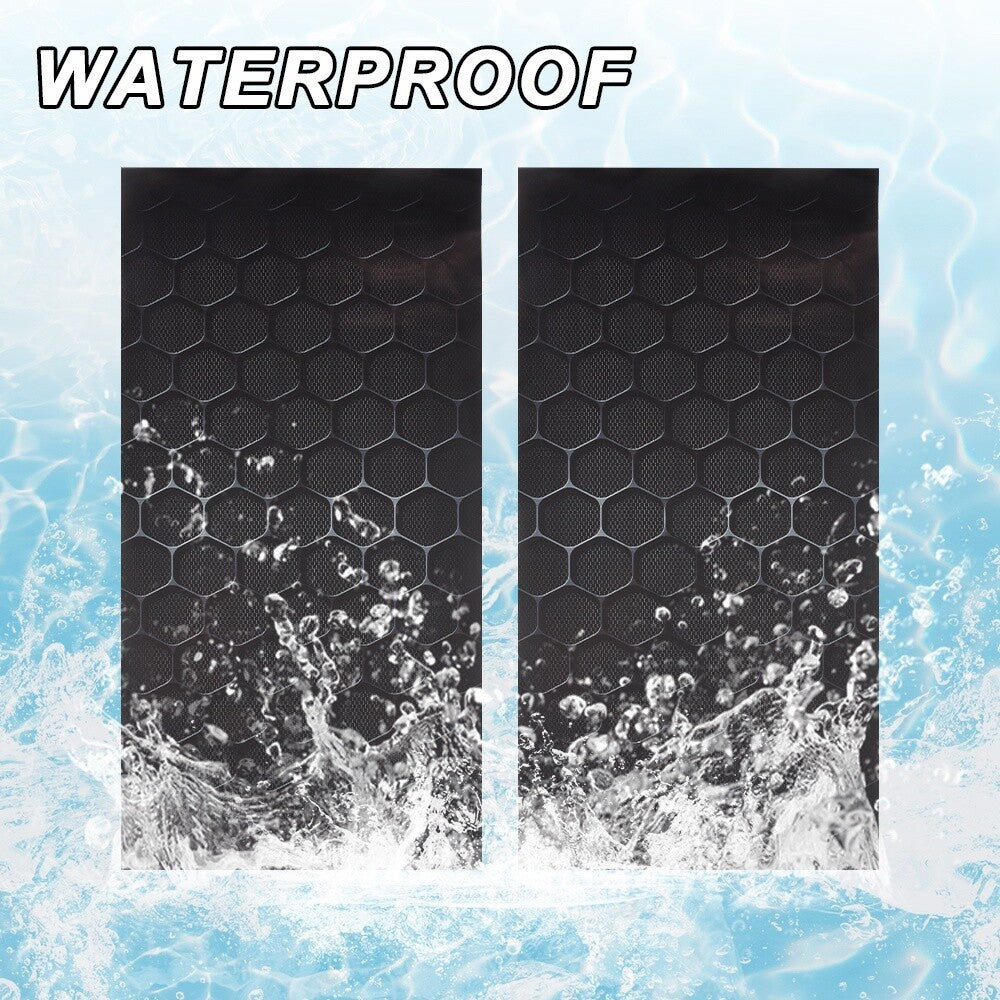 2x Car Center Pillar Honeycomb Print Window Door PVC B-Pillar Decals Wrap Black
