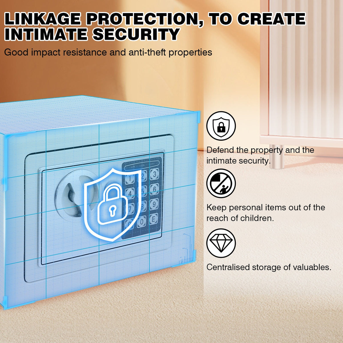 Mini Electronic Password Security Safe Deposit Box Home Office Money Cash Safety