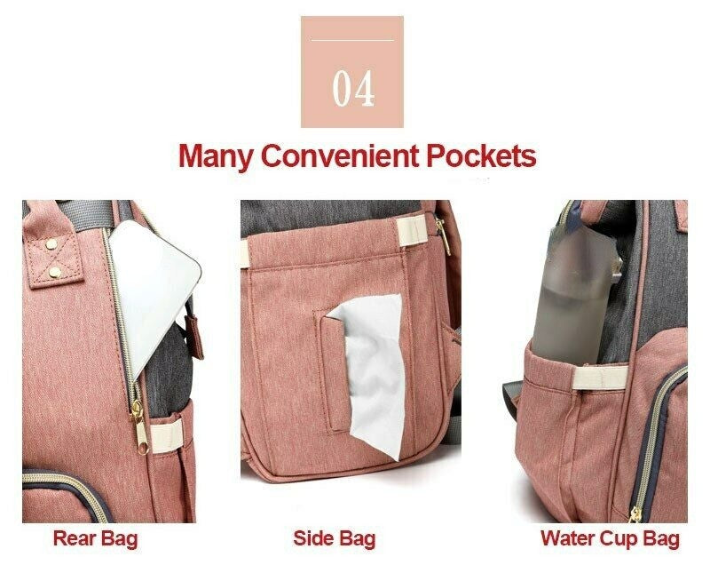 LEQUEEN USB Diaper Bag Backpack Baby Nursing Maternity Organizer Bags Waterproof