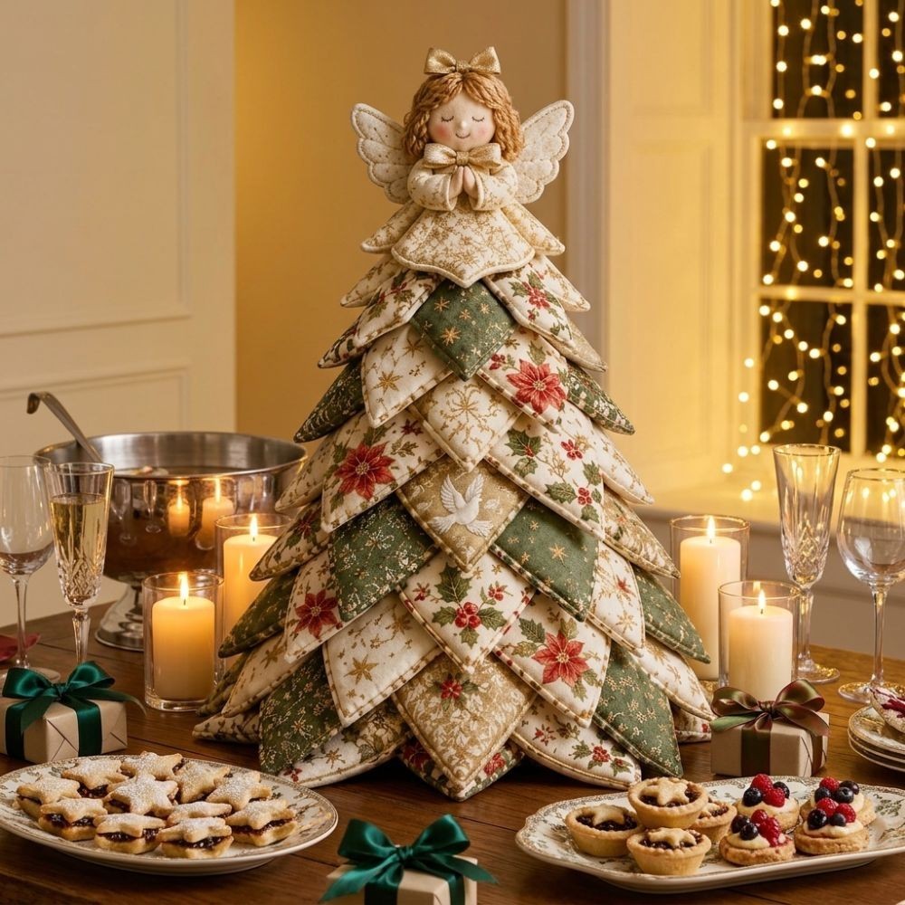 DIY Quilted Christmas Tree Kit Vintage Style Handcraft Fabric Patchwork Tree