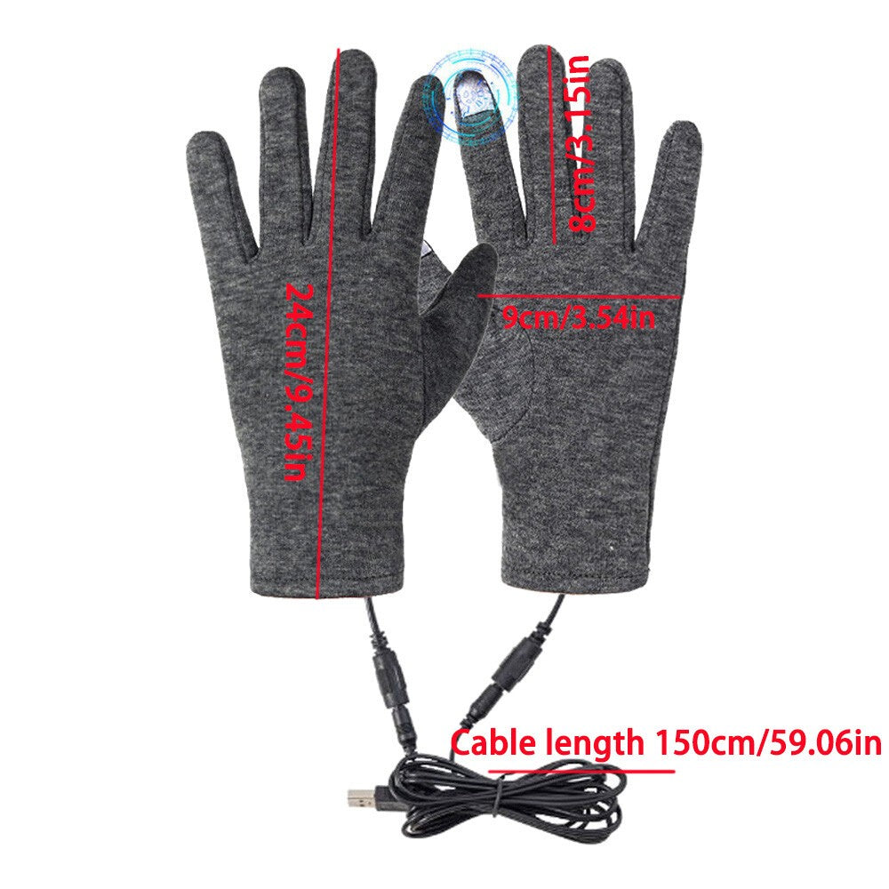 Winter Electric Heated Gloves USB Heating Hand Warm Windproof Thermal Gloves UK