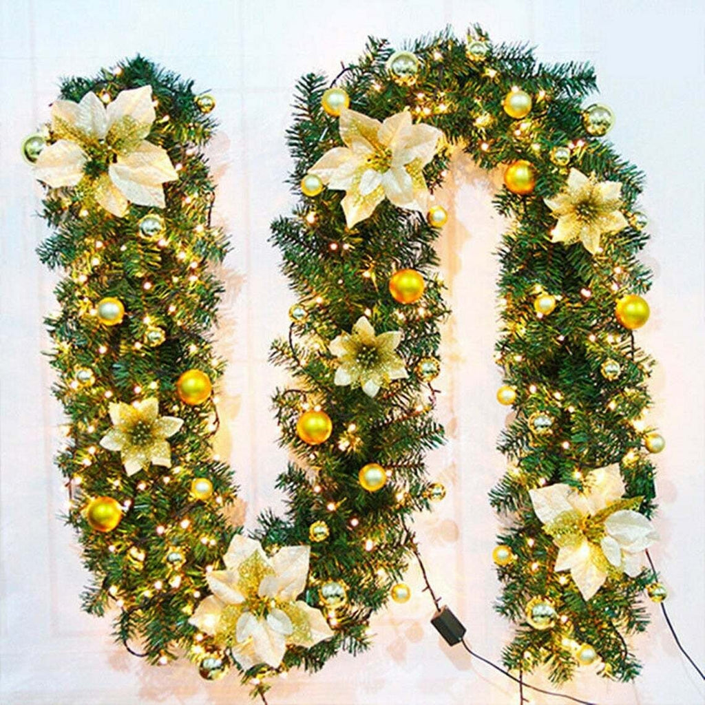 9ft Christmas Garland Decorations Fireplace Stair Artificial Wreath Bushy Pine