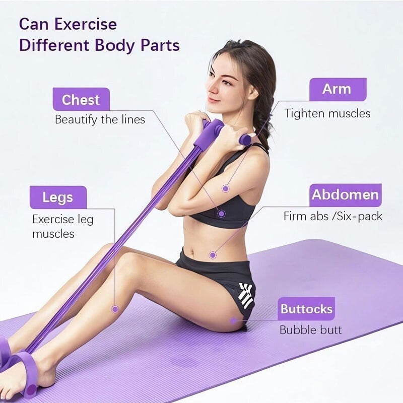 4 Tube Tension Rope Puller Pedal Ankle Exerciser Abdominal Fitness Sport