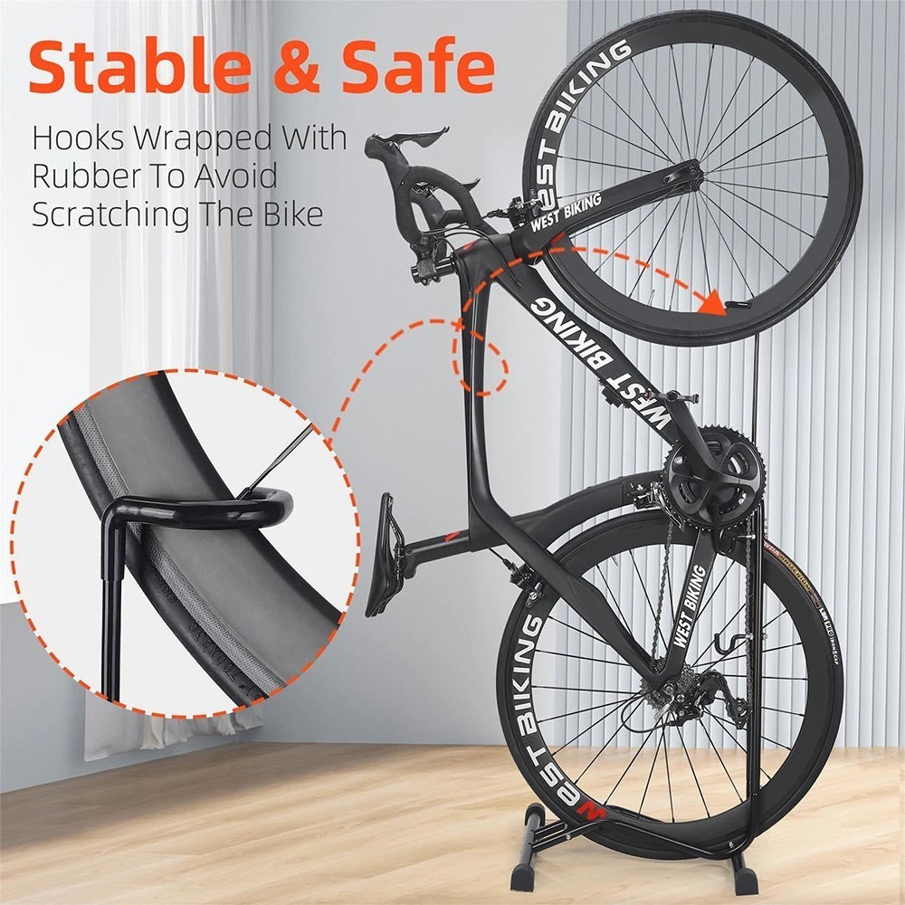 Upright Bike Stand Premium Vertical Adjustable Bicycle Floor Parking Rack Stand