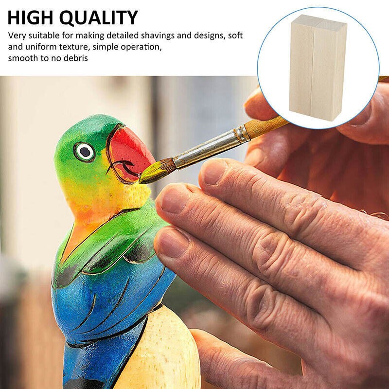 10Pcs Basswood Carving/Whittling Wood Blocks Crafts Tool Kit 10*2.5*2.5cm/4inch