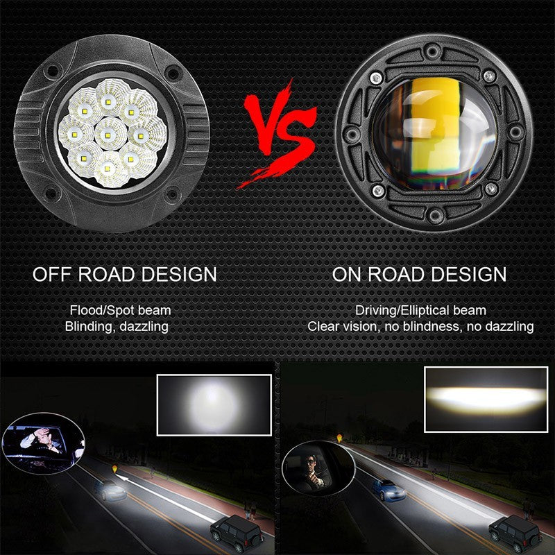 2X 3inch Flush Mount LED Work Light Bar Pods Spot Driving Fog Lamp Offroad Round