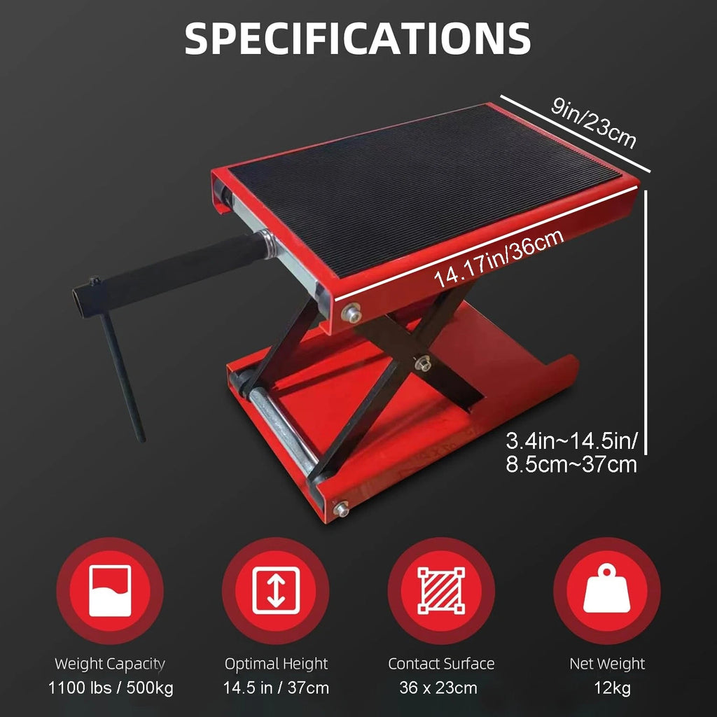Motorcycle Workshop Scissor Jack – 500KG Duty Lift Bench Stand Motorbike Paddock