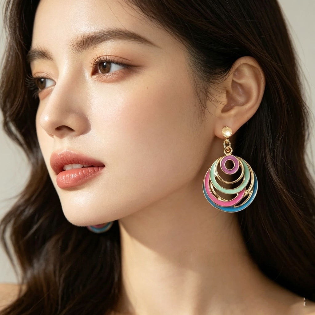 Retro Bohemian-style Enamel Earrings