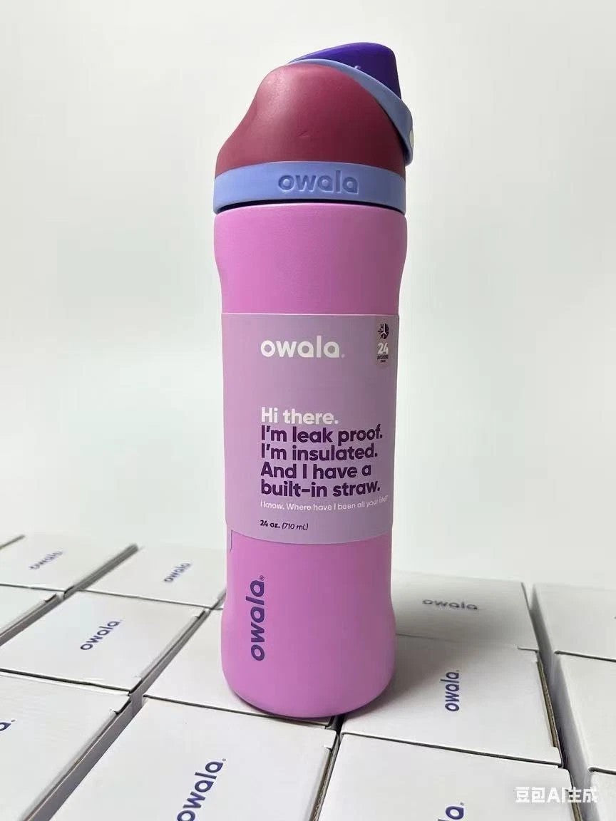 Owala Freesip Water Bottle Stainless Steel 24oz 32oz Multicolor Blue Bow Bottle