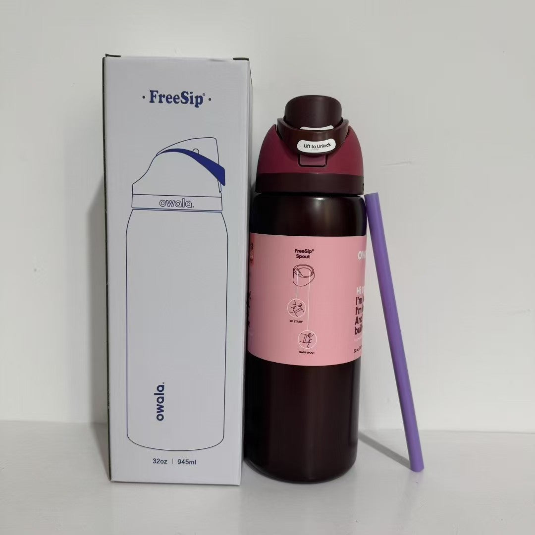 Owala Freesip Water Bottle Stainless Steel 24oz 32oz Multicolor Blue Bow Bottle