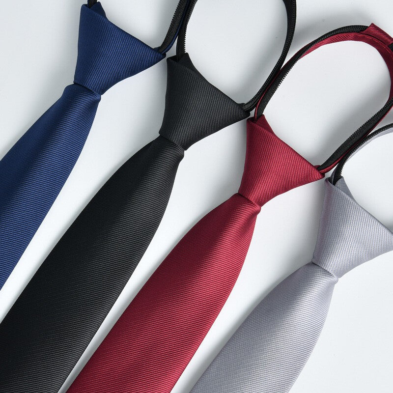 6cm Men's Solid Tie Zip Up Skinny Necktie Slim Narrow Ties Casual Convenient