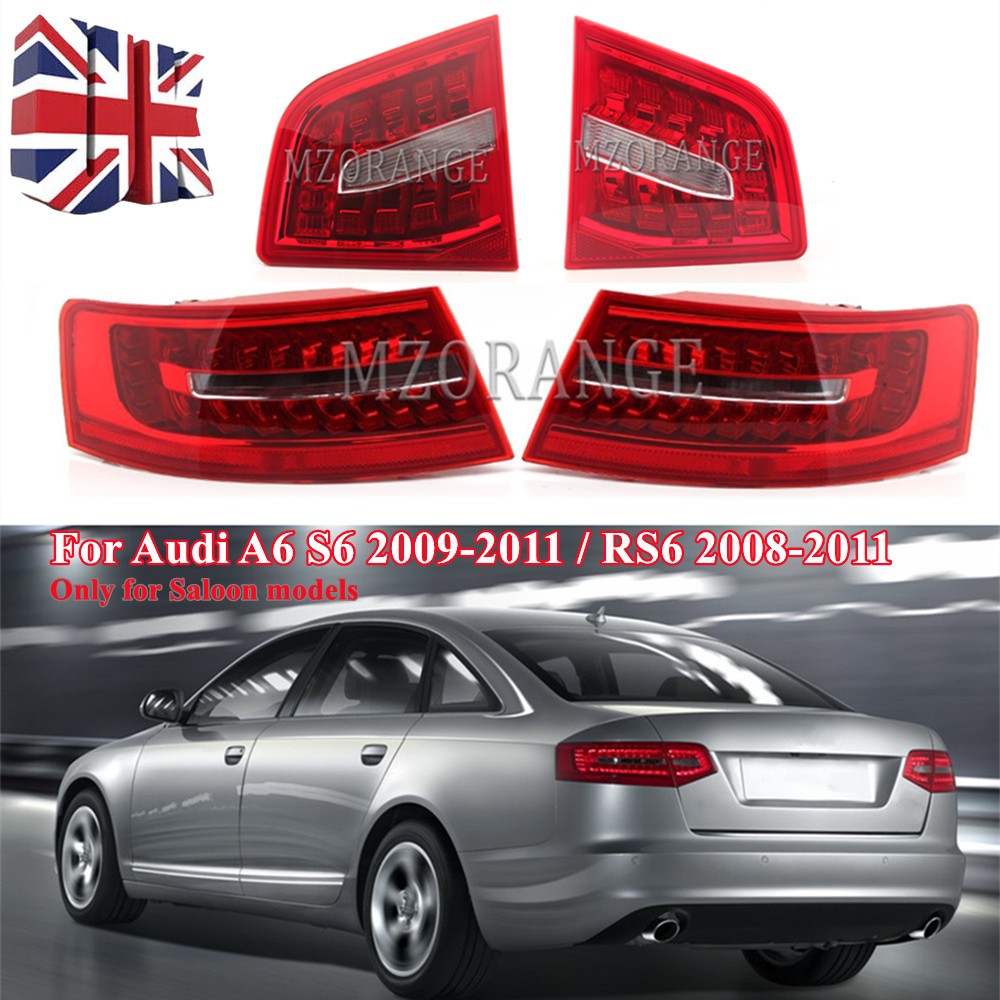 For Audi A6 C6 2009-2011 Sedan Set of 4 Outer Inner Tail Light Rear Brake Lamp
