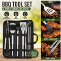 BBQ Tool Set Stainless Steel 6 Piece Grill Barbecue Accessories Kit Carry Case