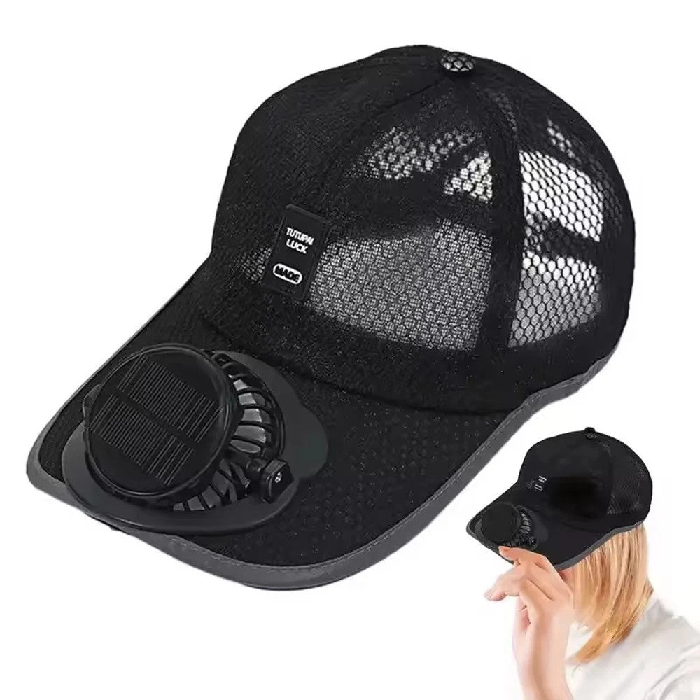 2026 New Solar Rechargeable Peak Cap, USB & Solar Powered Fan Hat,Baseball Cap