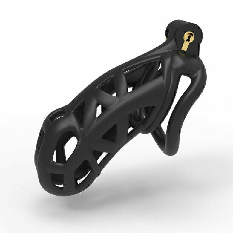 Men's 3D Protective Cage Lock Set with 4 Breathable Rings, Black