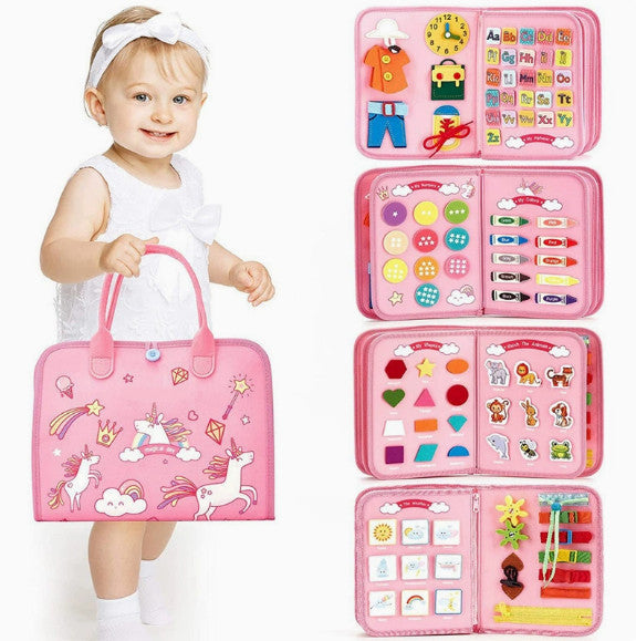 Xmas Kid Educational Busy Board for Toddler Toy Dressing Skill Sensory Game Gift