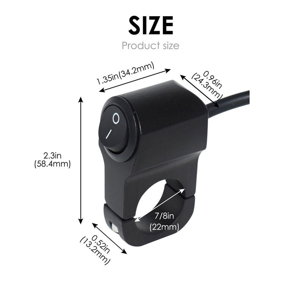 Waterproof Motorbike Motorcycle Handlebar Fog Spot Light On Off Switch 120W 12V