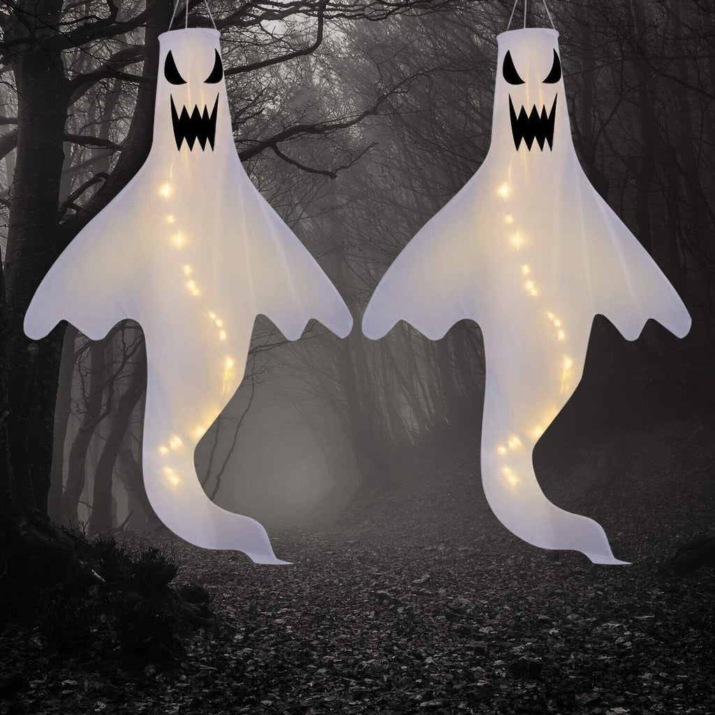 LED Light Ghost Windsock Halloween Decor Garden Props Party Home Hanging