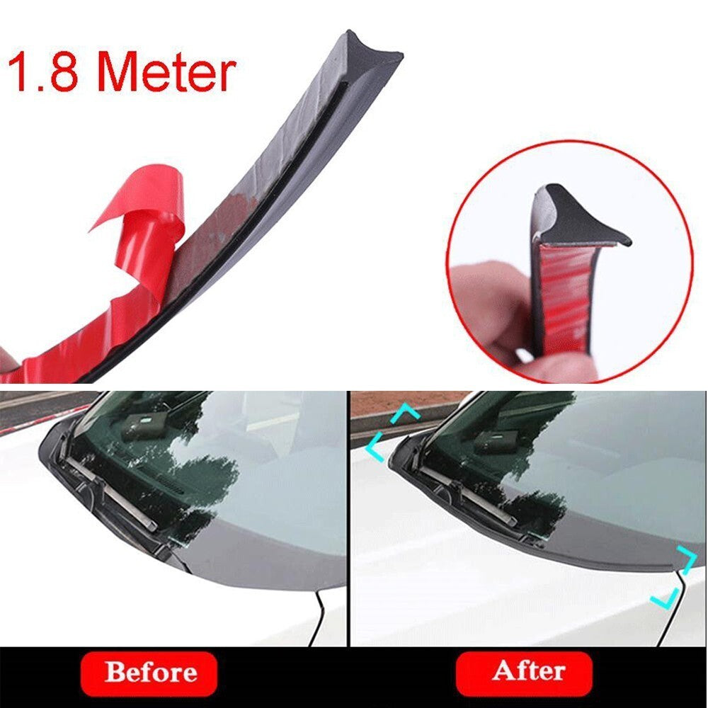 1.8M Rubber Car Front Hood Windshield Seal Strip Moulding Wind Deflector Trim