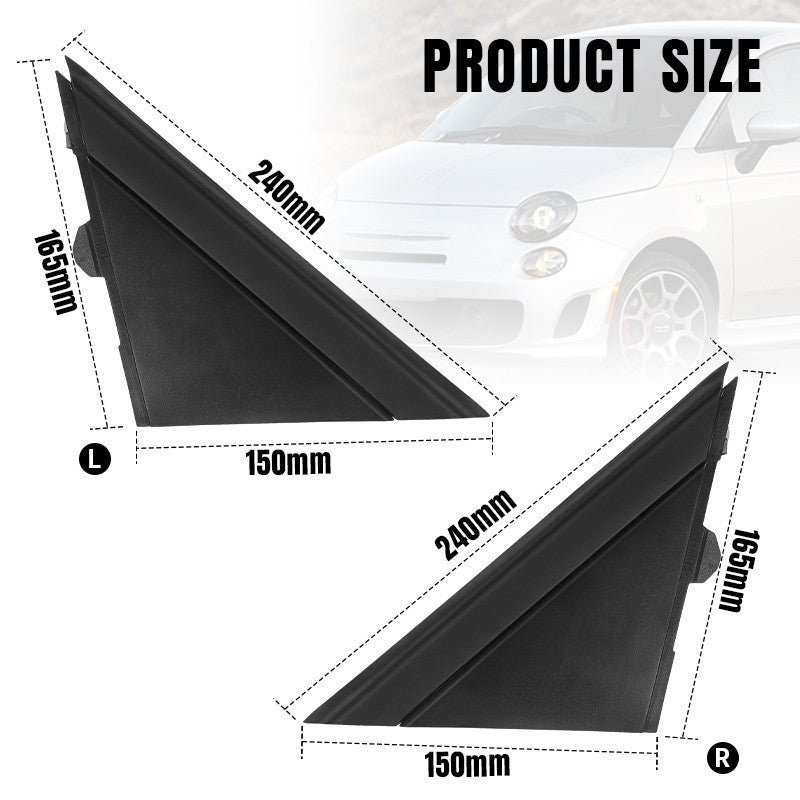 Left+Right Door Side Mirror Quarter Triangle Cover Trim For Fiat 500 2008-2019