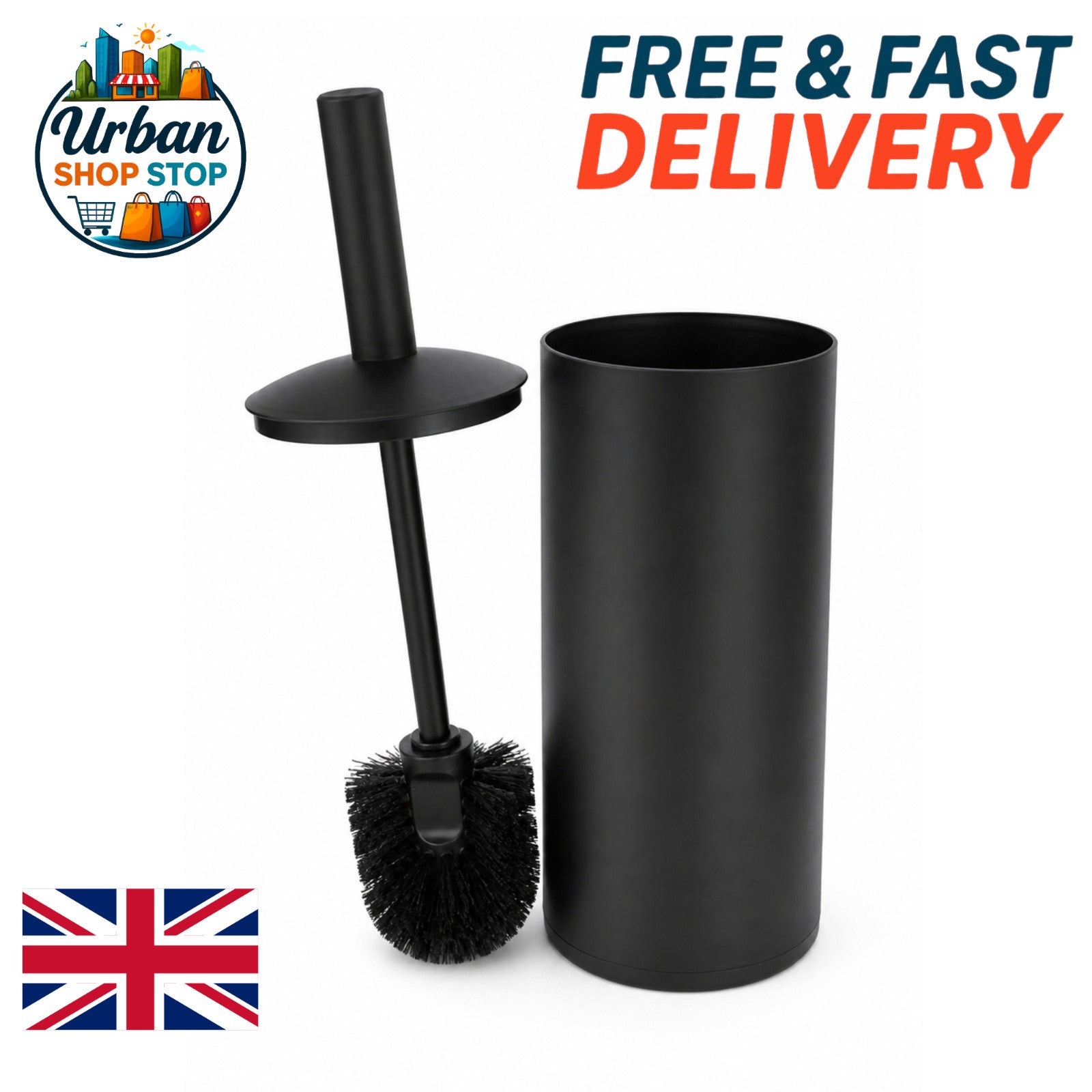Matte Black Toilet Brush with Holder Bathroom Bowl Cleaning Set Modern Design