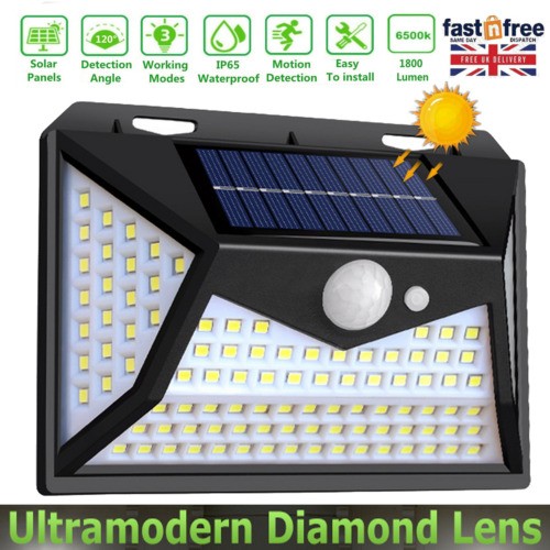 118LED Solar Powered PIR Motion Sensor Wall Lights Outdoor Garden Security Lamp