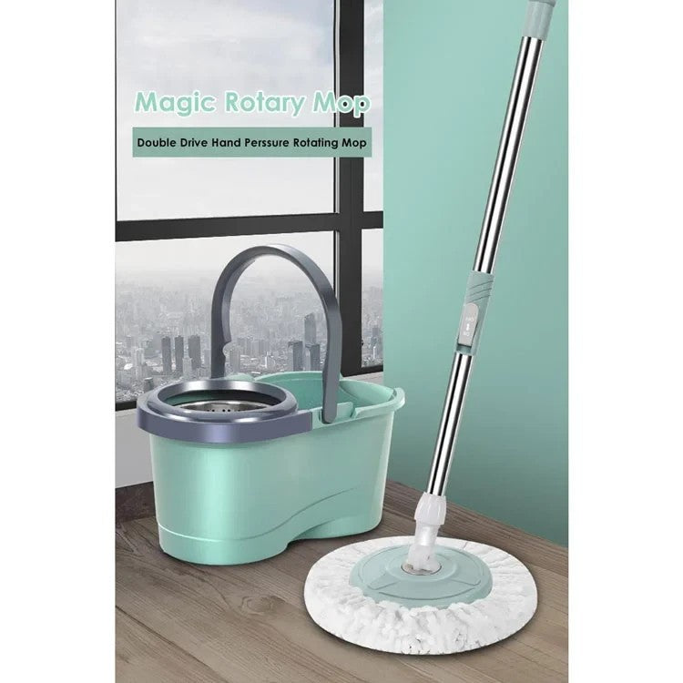 Spin Mop Set with Bucket & Built-in Wringer - Microfiber Floor Mop for Home