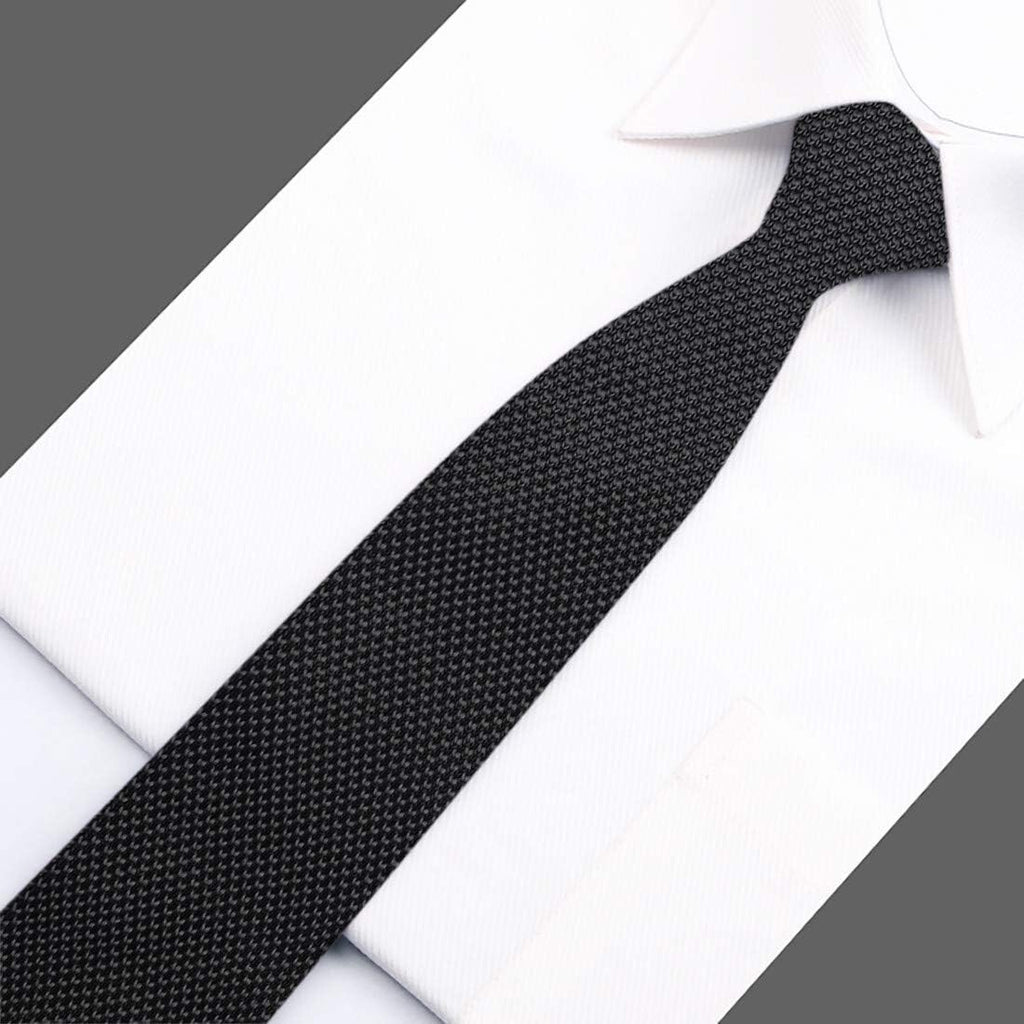 Knitted Black Mens Tie Wedding POINTED END Necktie Funeral Smart Party Security
