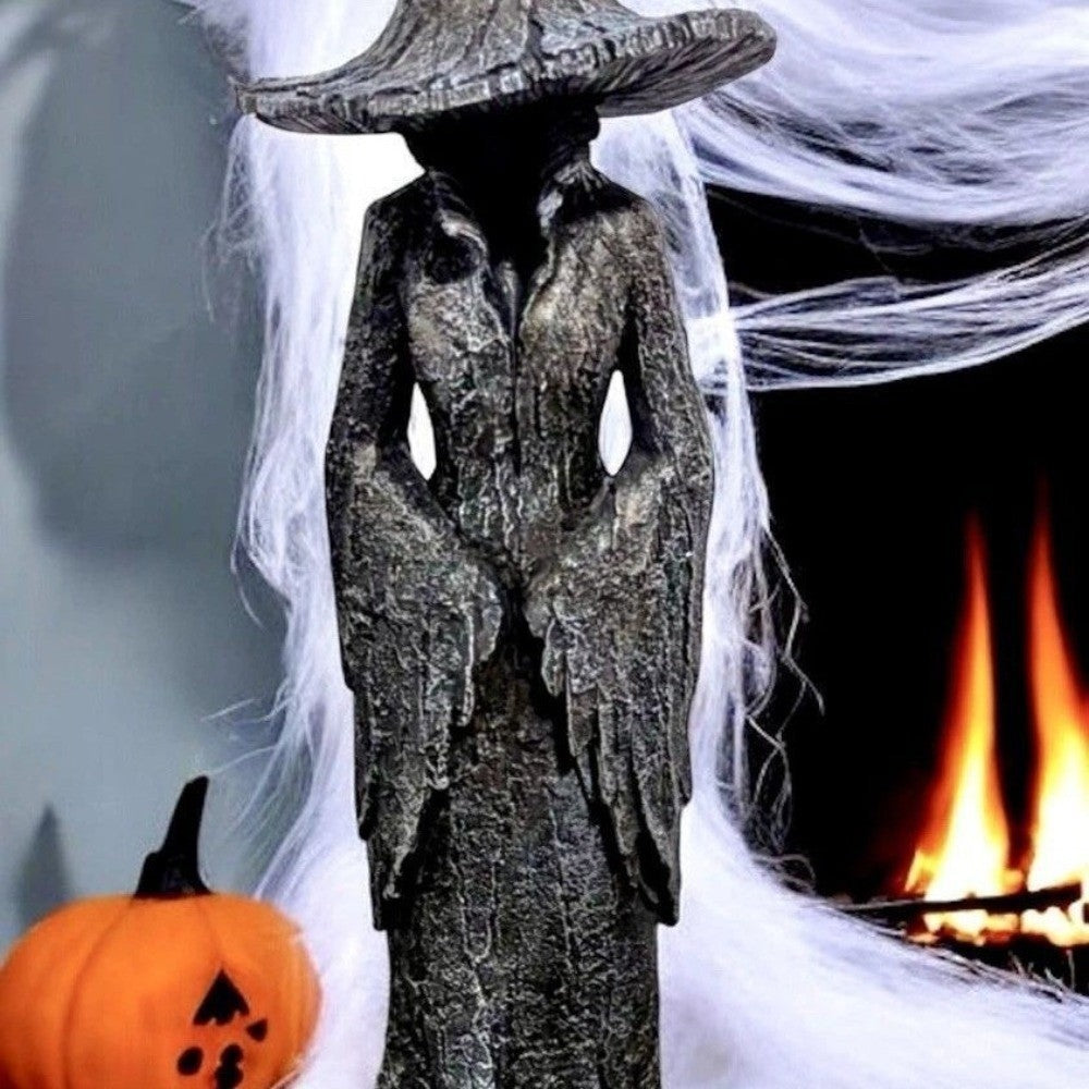 Retro Witch Statue Resin Craft Desktop Decoration Halloween Ornament Home Decor