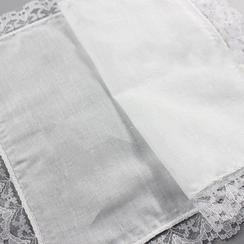 5 Pcs/lot Ladies Women's Cotton Handkerchiefs Lace Border White Wedding Hanky