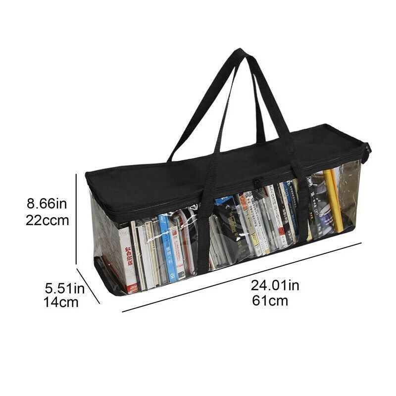 Large Clear Holds DVD CD Storage Holder Easy Zip Closure Carry Bag Organizer